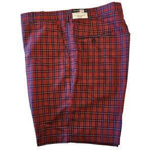 Vintage Wallace Plaid Shorts Mens 38 Red Tartan Surf Skate Hamilton House Trousr